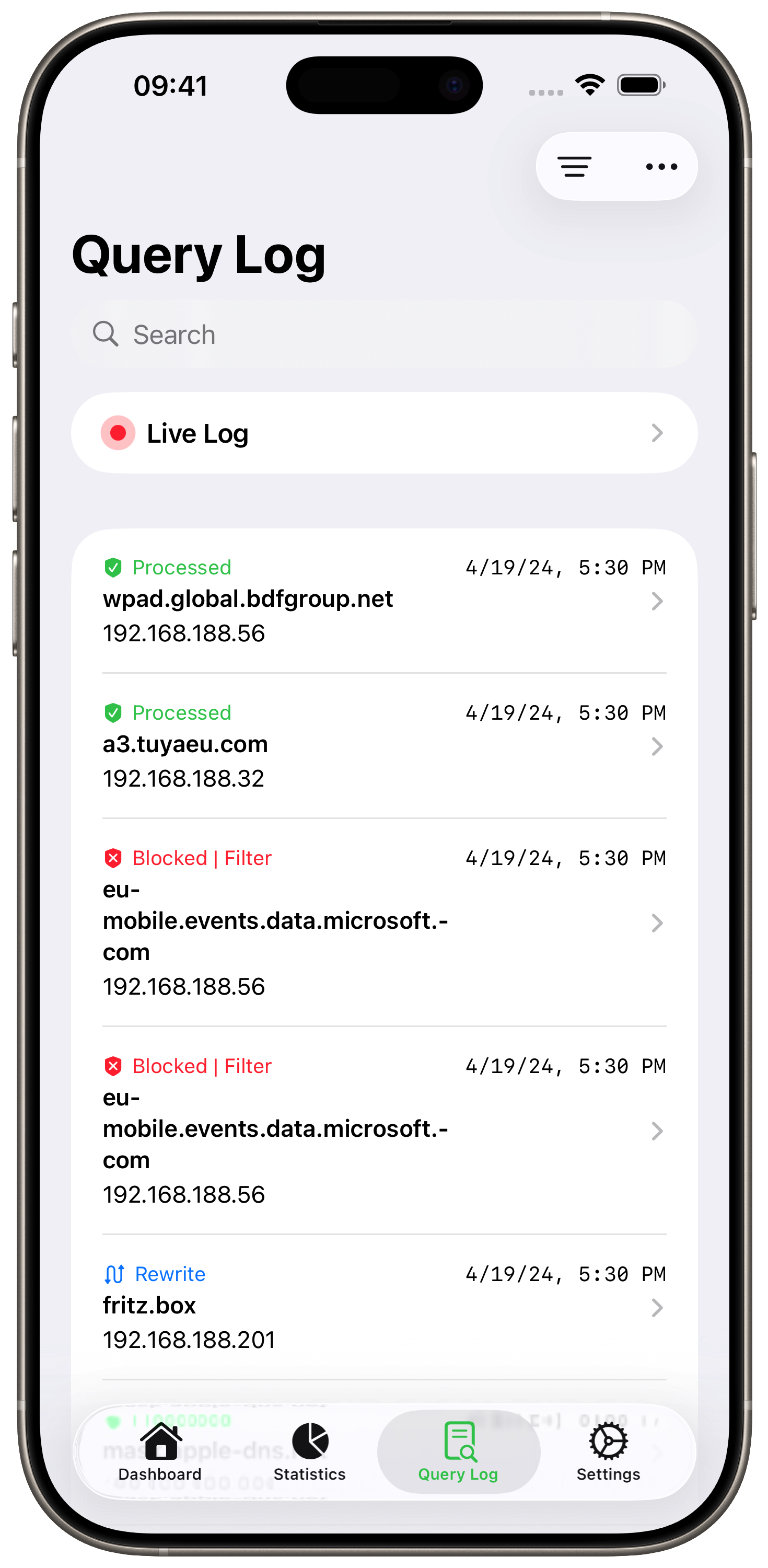 AdGuard Home Remote Query Log