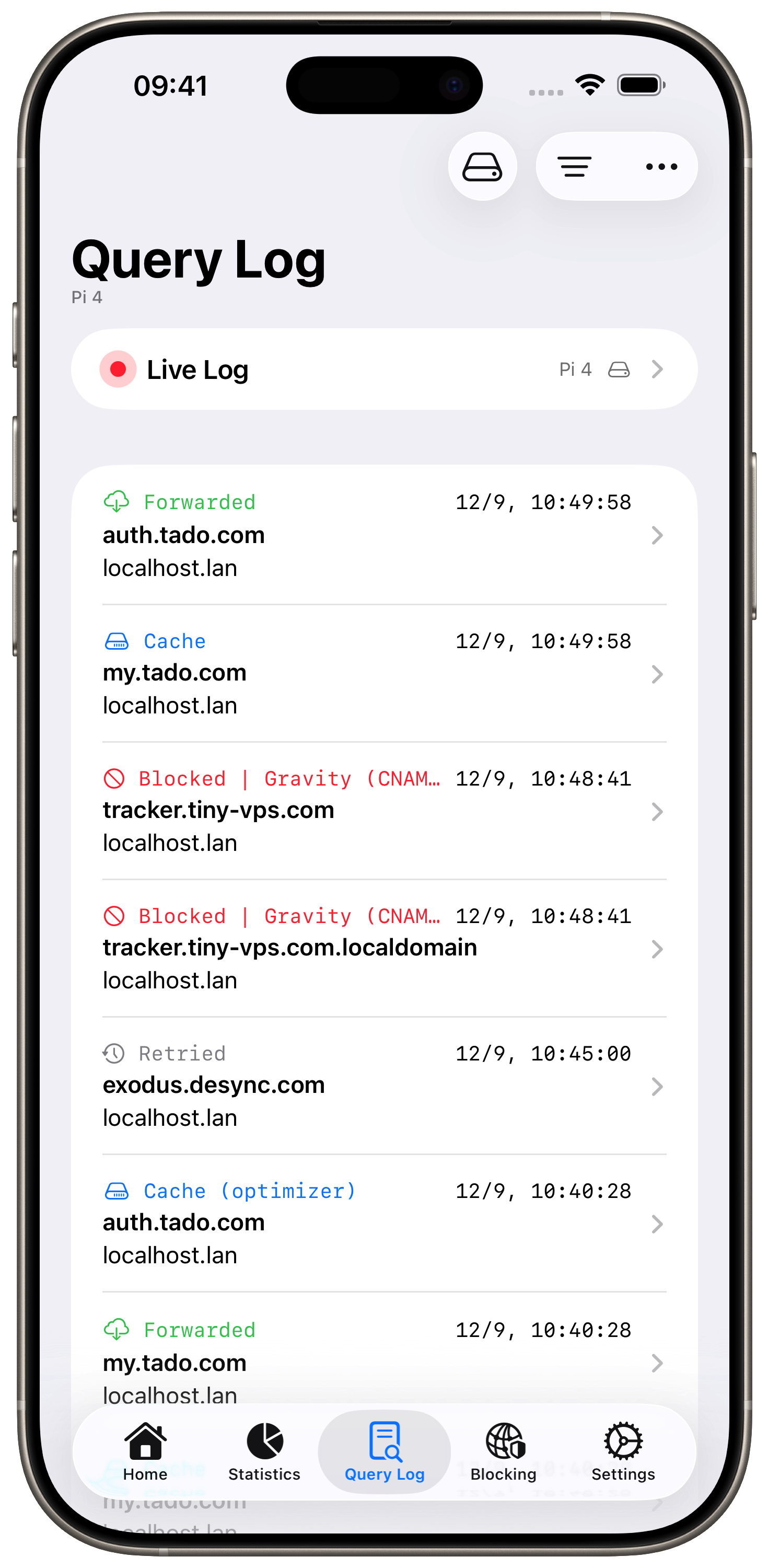 Pi-hole Remote Query Log